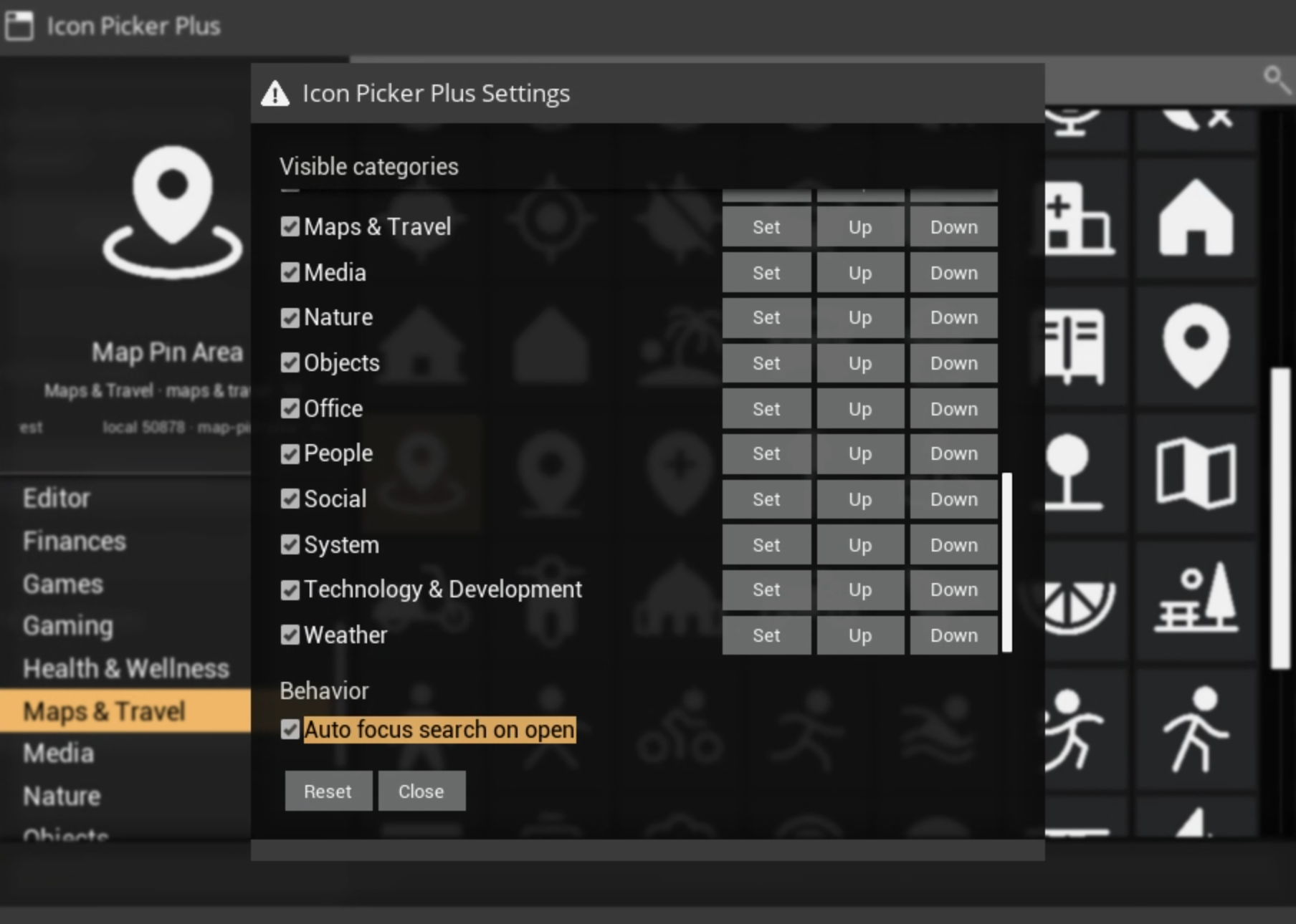 Icon Picker Plus Settings